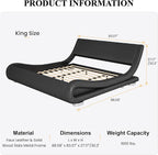 SHA CERLIN King Size Upholstered Bed Frame, Deluxe Low Profile Sleigh Bed - Image 2