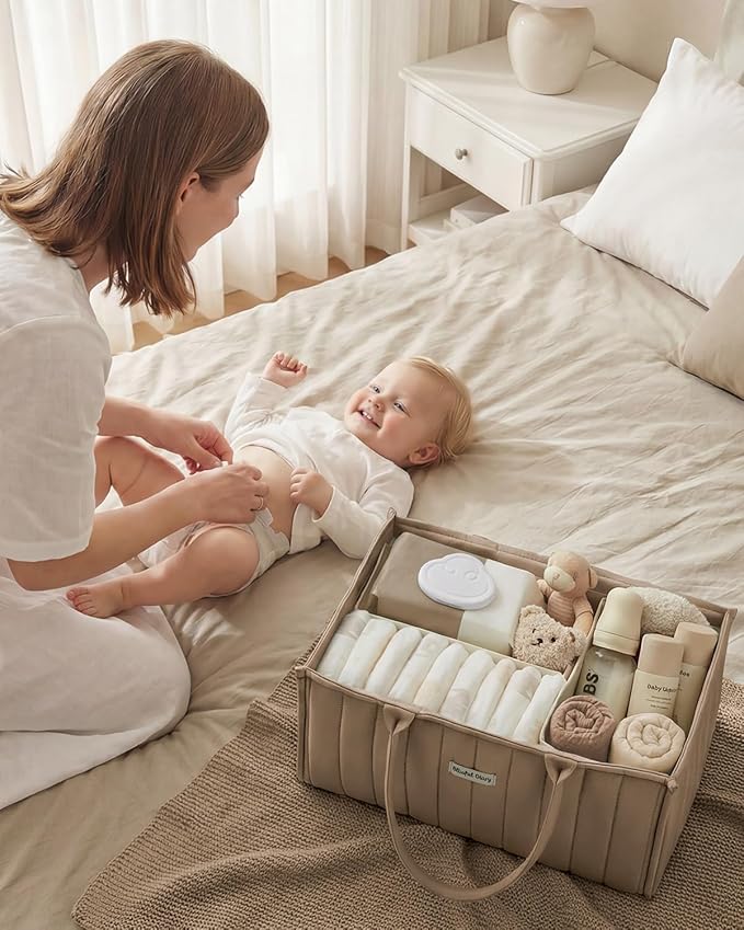 Blissful Diary Baby Diaper Caddy Organizer, Stylish Storage Basket - Image 6