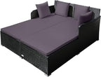 Tangkula Outdoor Rattan Daybed, Sunbed Wicker Furniture w/Spacious Seat - Image 9