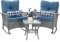 Patio Furniture Set 3 Pieces, Wicker Rocking Bistro Set by VonzoyHome