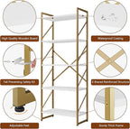 Shintenchi 5 Tiers Bookshelf, Classically Tall Bookcase Shelf, Industrial Book - Image 4
