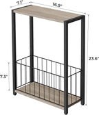 Homleke Narrow Side Table with Magazine Holder, Skinny End Table Perfect - Image 3
