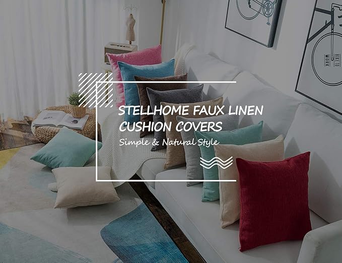 Stellhome Rectangle Linen Throw Pillow Covers Solid Fall Decorative Cushion - Image 6