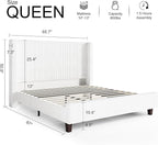 HOWE Queen Size Bed Frame with 50.8" Tall Wingback Headboard, Modern Corduroy - Image 2