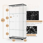 Display Cabinet with Glass Door and Lock, 4-Shelf Fast Installation in 30 Mins - Image 2