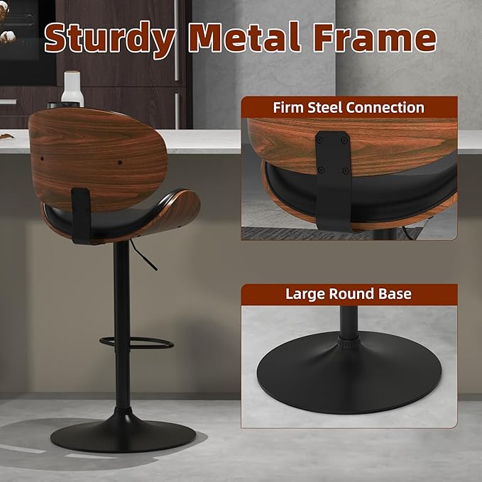 civama Bar Stools Set of 4 for Kitchen Counter, Adjustable Bar Height Chairs - Image 6