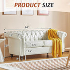 Mid-Century 2 Seater Sofa, Faux Leather Loveseat - Image 2