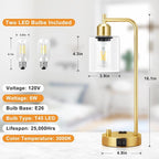 Innqoo Industrial Table Lamp for Bedroom Set of 2 - Image 7