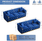 Luxury Chesterfield Sofa Set of 2, Velvet Tufted Couch Victorian Black and Gold - Image 2