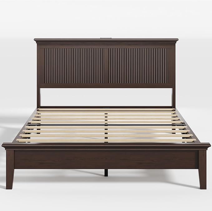 Lifezone Wood Queen Bed, Solid Wood Bed - Image 4