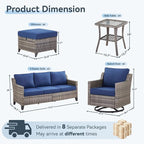 14 Piece Patio Furniture Set-High Back Outdoor Furniture Set Sectional Sofa - Image 8