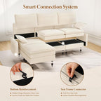 Vesgantti 101" V-Shaped Corner Couch Sectional, 7 Seat Customizable Modular - Image 5
