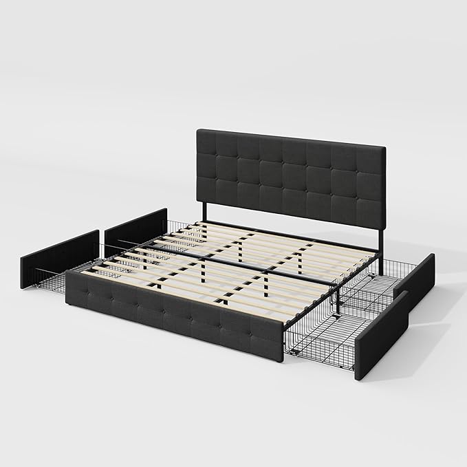 Allewie Upholstered King Size Platform Bed Frame - Image 9