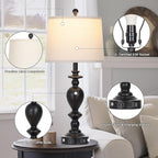 Cinkeda 28" Black Farmhouse Table Lamps Set of 2 - Image 7
