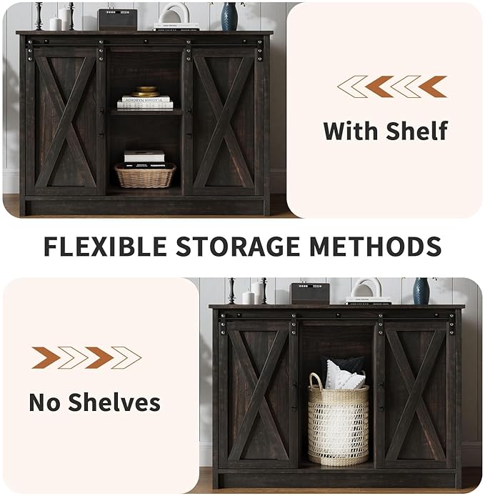 4 EVER WINNER 42" Farmhouse Coffee Bar Cabinet, Buffet Cabinet - Image 6
