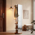 WoodsWhisper Full Length Mirror Coat Rack Solid Wood Floor Mirror 70"x16" Full - Image 4