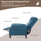 Wingback Recliner Chair with Massage and Heat, Tufted Fabric Push Back Recliner - Image 10