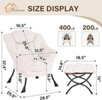 Welnow Lazy Chair with Ottoman, Modern Accent Chair with Armrests and a Side - Image 3