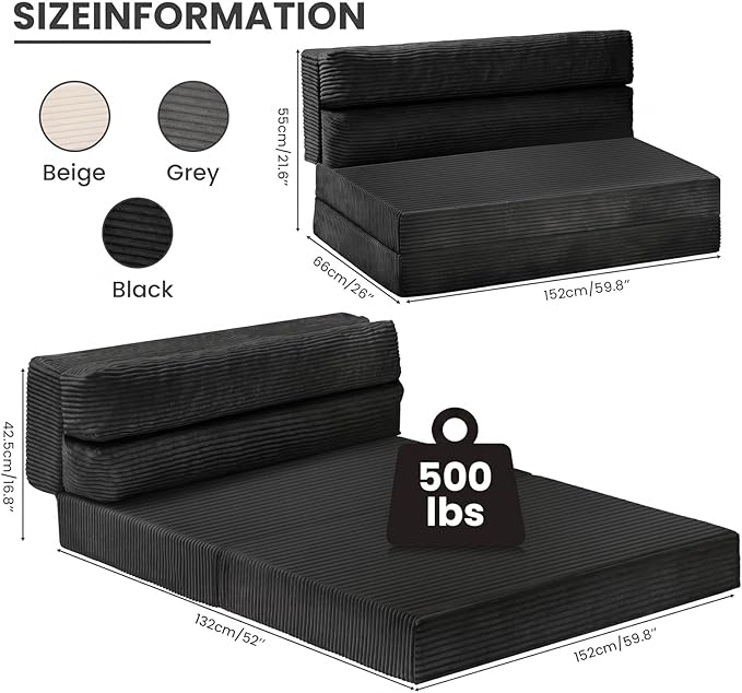 JUIKURY Folding Sofa Bed, Convertible Sleeper Chair - Image 2