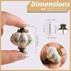 Ivory & Blue Pumpkin Knobs 2 Pack Ceramic Cabinet Knobs Vintage Drawer Pulls - Image 4