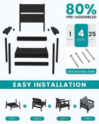 SERWALL HDPE Outdoor Furniture Set, 7 Piece All Weather Wood-Like Outdoor Sofa - Image 7