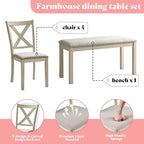AMERLIFE 6-Piece Farmhouse Dining Table Set - Image 5