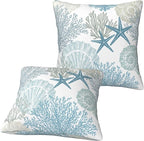 Nautical Coastal Beach Pillow Covers 18x18 Set of 2, Ocean Themed Seashell - Image 9
