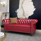 Mid-Century 2 Seater Sofa, Faux Leather Loveseat - Image 7