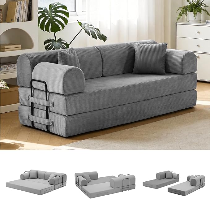 79'' Convertible Sofa Bed, 6 in 1 Folding Floor Futon Couch Sleeper by QQR