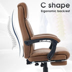 High Back Office Chair with Footrest, 155° Reclining Leather Comfy Desk Chair - Image 4