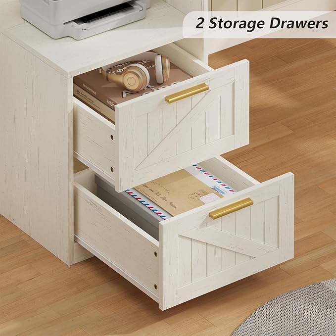 YOMILUVE 63" Farmhouse L Shaped Executive Desk - Image 5