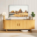 58" Mid Century Modern TV Stand, Wood TV Consoles - Image 2