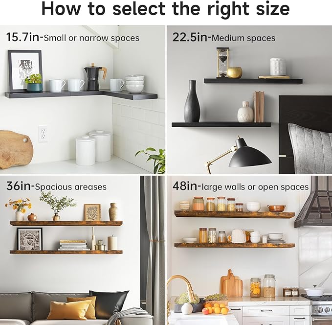 BAYKA Floating Shelves for Wall, 36 Inches Wall Mounted Wood Shelves for - Image 9