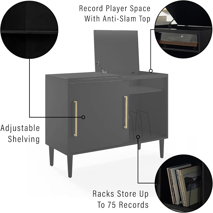 Crosley Furniture Everett Media Console and Record Player Stand - Image 7