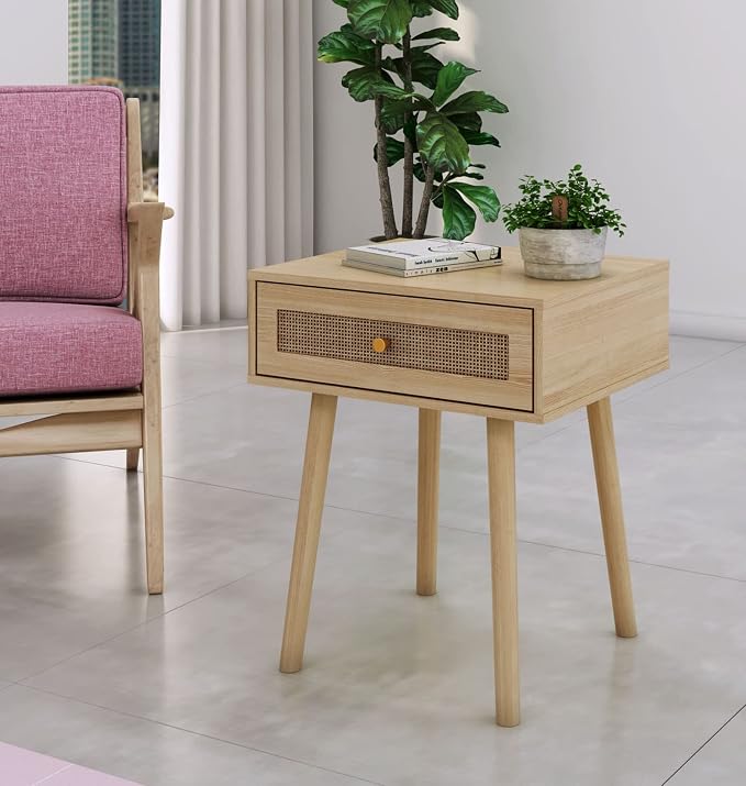 Atlantic Loft & Luv Remy Boho Mid-Century Natural Storage Drawer, Finish Rattan - Image 6