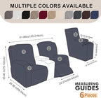Recliner Loveseat Covers with Console, 6-Piece Stretch Geometric Strokes - Image 2