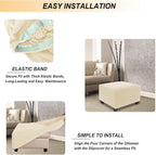 NeColorLife Stretch Ottoman Cover Square Soft Knitted Jacquard Washable Thick - Image 5