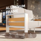 Aoxun Aluminum Outdoor Patio Furniture Set, 3 Seats Metal Sectional Patio - Image 2