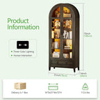 HNEBC Book Shelf with LED Lights, Arched Display Case with Storage Cabinet - Image 2