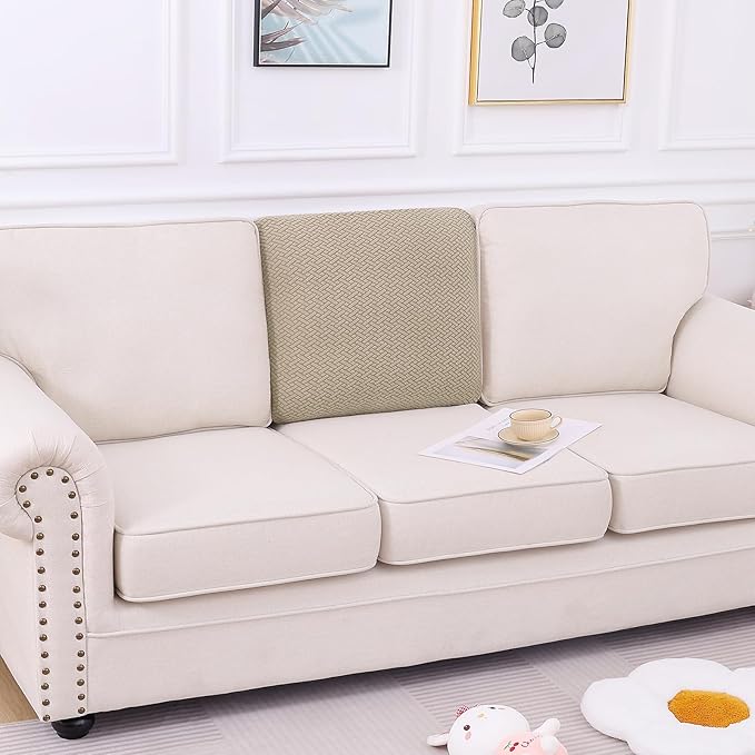Smiry Waterproof Couch Cushion Covers, Stretch Jacquard Thick Sofa Cushion - Image 5