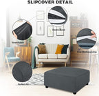 NeColorLife Ottoman Cover Square Large Ottoman Slipcover Stretch Footrest Stool - Image 2