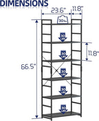 NUMENN 6 Tier Bookshelf, Tall Bookcase Shelf Storage Organizer, Modern Book - Image 3