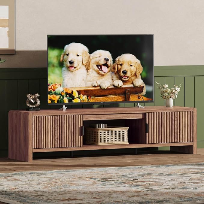 FATORRI TV Stand for 75/65/55 Inch TVs, Farmhouse Entertainment Center - Image 2