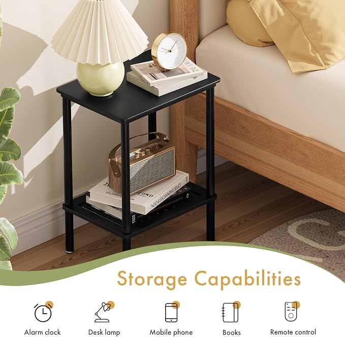 2 Tier Small Side Table, Bedside Table, Narrow Entryway Table, Bamboo End Table - Image 4