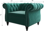 2 Piece Living Room Set, Velvet Chesterfield Sofa Loveseat Couch Chair - Image 7