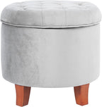 Homepop Home Decor | Upholstered Round Velvet Tufted Foot Rest Ottoman | Ottoman by HomePop