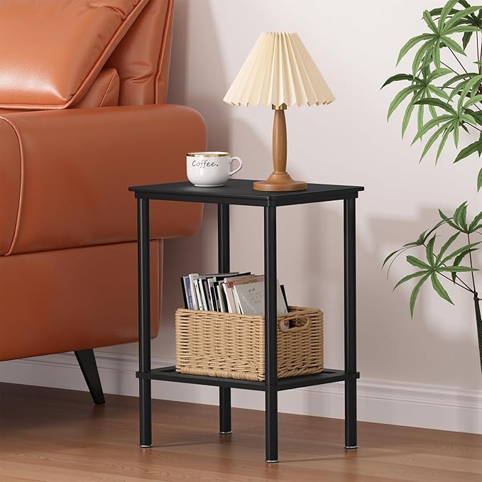2 Tier Small Side Table, Bedside Table, Narrow Entryway Table, Bamboo End Table - Image 8