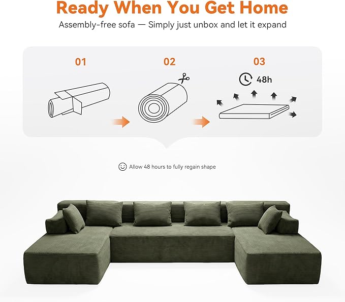 MONVANE 141" U Shaped Cloud Sectional Couch - Image 9