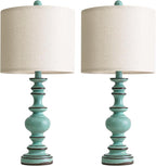 BOBOMOMO 24" Farmhouse Table Lamps Set of 2 – Distressed Teal Lamps - Image 6