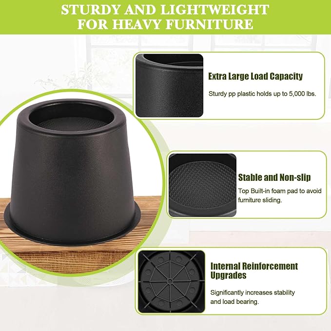 4 Pack Furniture Risers 4 Inch, Bed Risers Heavy Duty - Image 5